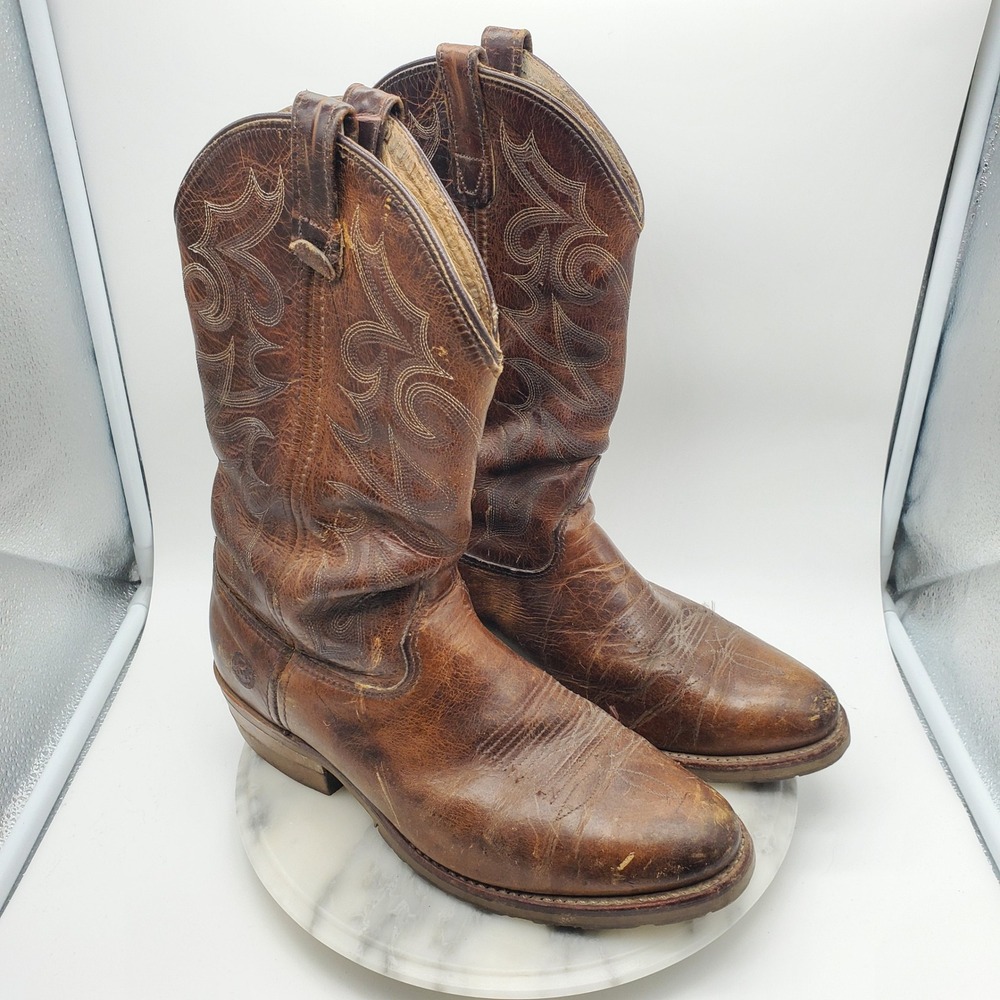 Double‎ H Mens Gel ICE Work Western Boots Brown Leather DH1552 Size 9.5 D USA
